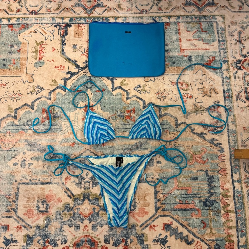 Blue and White Triangl Vinca Bikini Set
